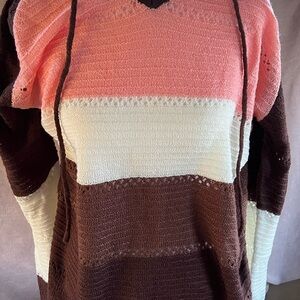 Colorblock Pink, Cream, and Brown Women's Sweater